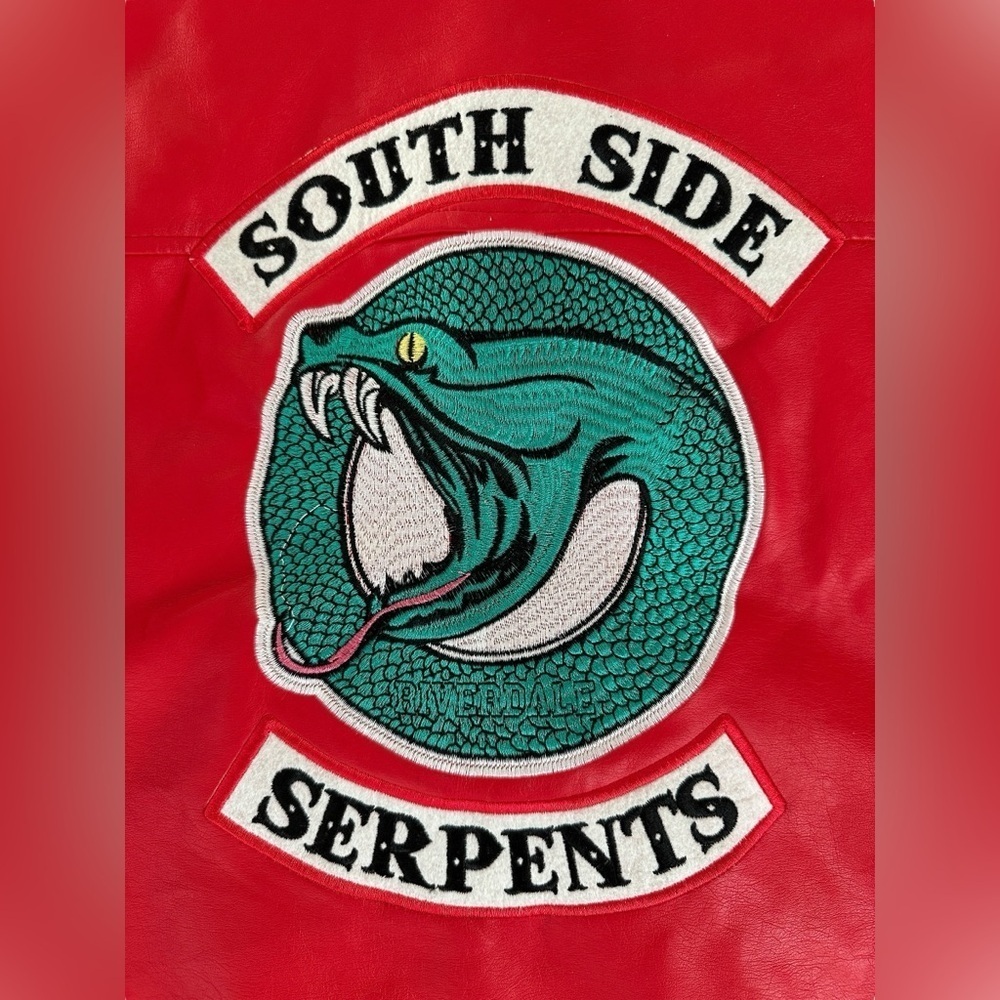 Riverdale South Side Serpents Red Faux Leather Jacket – Women’s L - Picture 10 of 11